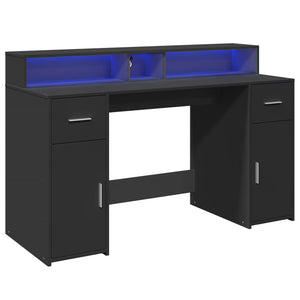 vidaXL LED Desk Black 140x55x91 cm Engineered Wood
