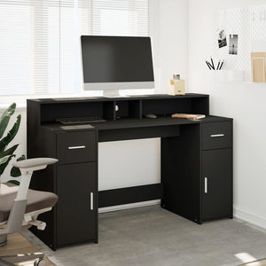 vidaXL LED Desk Black 140x55x91 cm Engineered Wood