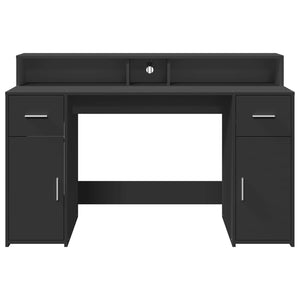 vidaXL LED Desk Black 140x55x91 cm Engineered Wood