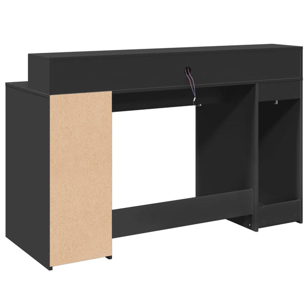 vidaXL LED Desk Black 140x55x91 cm Engineered Wood