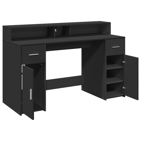 vidaXL LED Desk Black 140x55x91 cm Engineered Wood