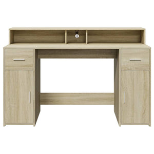 vidaXL LED Desk Sonoma Oak 140x55x91 cm Engineered Wood