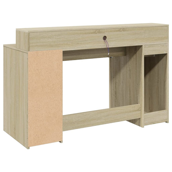 vidaXL LED Desk Sonoma Oak 140x55x91 cm Engineered Wood