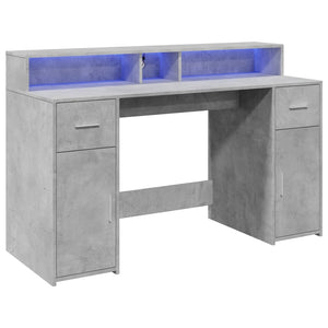 vidaXL LED Desk Concrete Grey 140x55x91 cm Engineered Wood