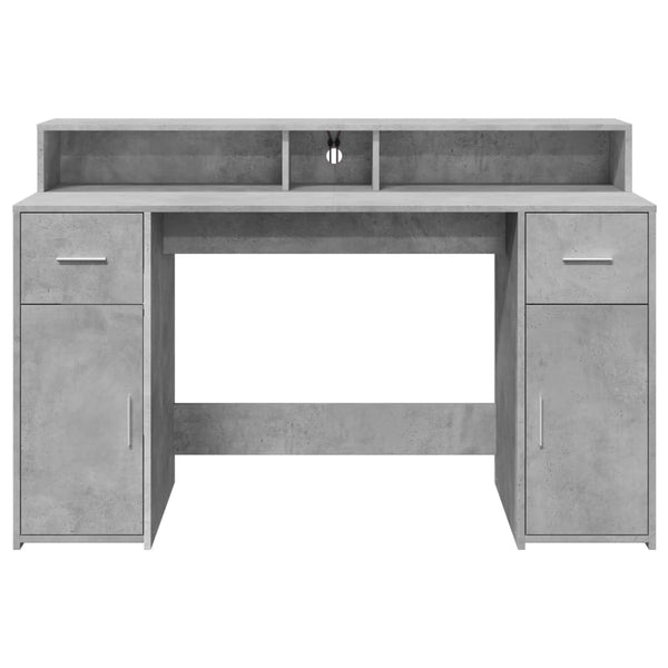 vidaXL LED Desk Concrete Grey 140x55x91 cm Engineered Wood