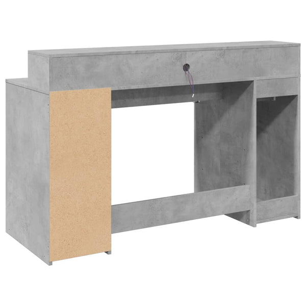 vidaXL LED Desk Concrete Grey 140x55x91 cm Engineered Wood