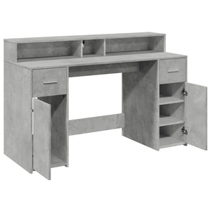 vidaXL LED Desk Concrete Grey 140x55x91 cm Engineered Wood