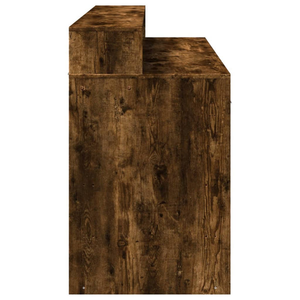 vidaXL LED Desk Smoked Oak 140x55x91 cm Engineered Wood