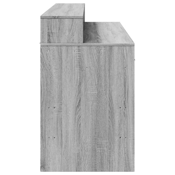 vidaXL LED Desk Grey Sonoma 140x55x91 cm Engineered Wood
