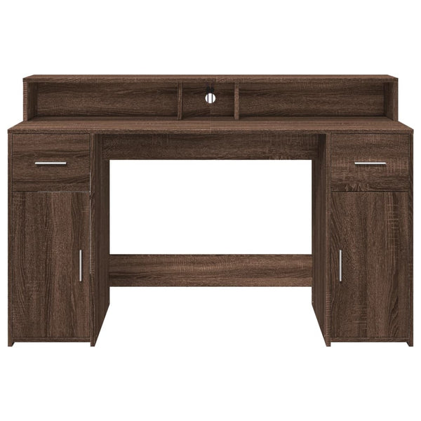 vidaXL LED Desk Brown Oak Look 140x55x91 Engineered Wood