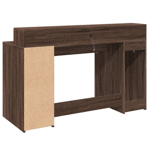 vidaXL LED Desk Brown Oak Look 140x55x91 Engineered Wood