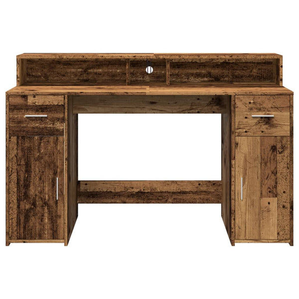 vidaXL LED Desk Reclaimed Wood Look 140x55x91 cm Engineered Wood