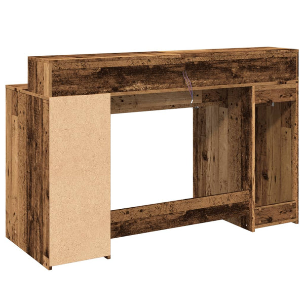 vidaXL LED Desk Reclaimed Wood Look 140x55x91 cm Engineered Wood
