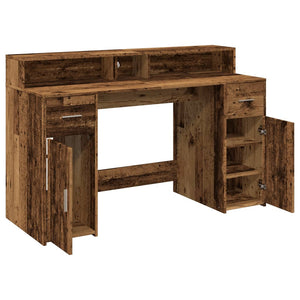 vidaXL LED Desk Reclaimed Wood Look 140x55x91 cm Engineered Wood