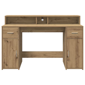vidaXL LED Desk Artisan Oak 140x55x91 Engineered Wood