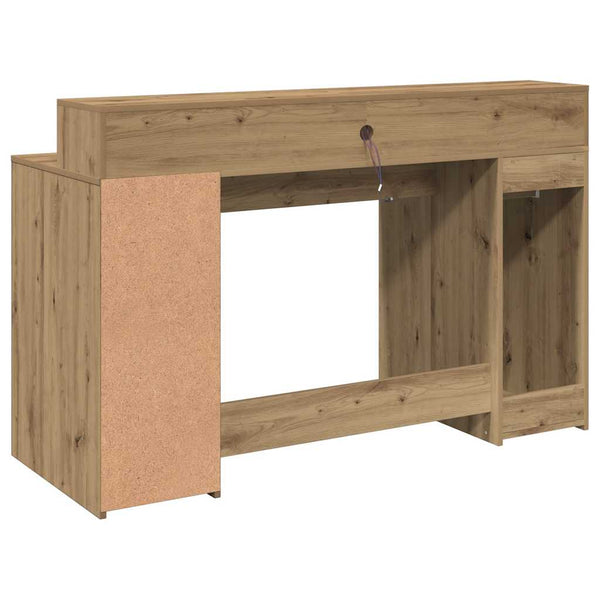 vidaXL LED Desk Artisan Oak 140x55x91 Engineered Wood