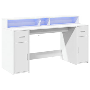 vidaXL LED Desk White 160x55x91 cm Engineered Wood