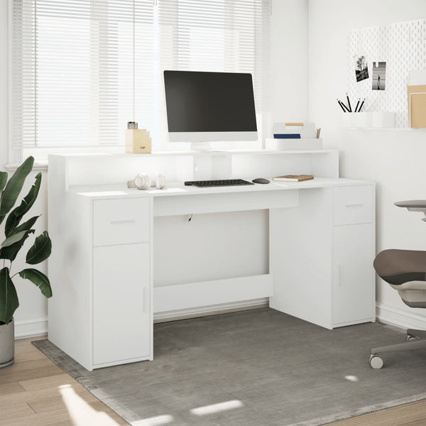 vidaXL LED Desk White 160x55x91 cm Engineered Wood