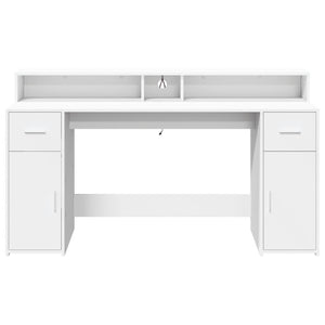 vidaXL LED Desk White 160x55x91 cm Engineered Wood