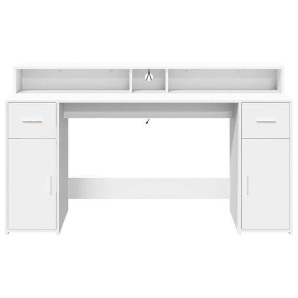 vidaXL LED Desk White 160x55x91 cm Engineered Wood