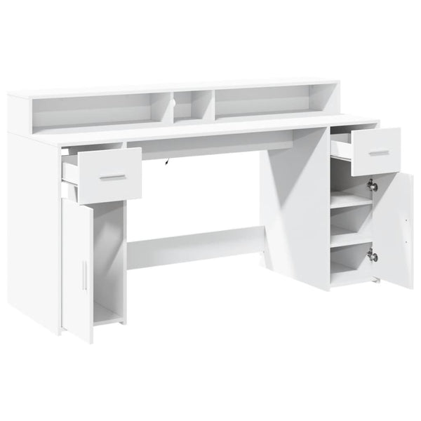 vidaXL LED Desk White 160x55x91 cm Engineered Wood