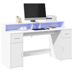 vidaXL LED Desk White 160x55x91 cm Engineered Wood