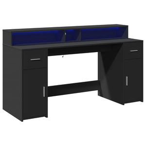 vidaXL LED Desk Black 160x55x91 cm Engineered Wood