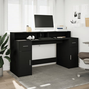 vidaXL LED Desk Black 160x55x91 cm Engineered Wood