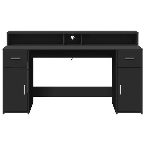 vidaXL LED Desk Black 160x55x91 cm Engineered Wood