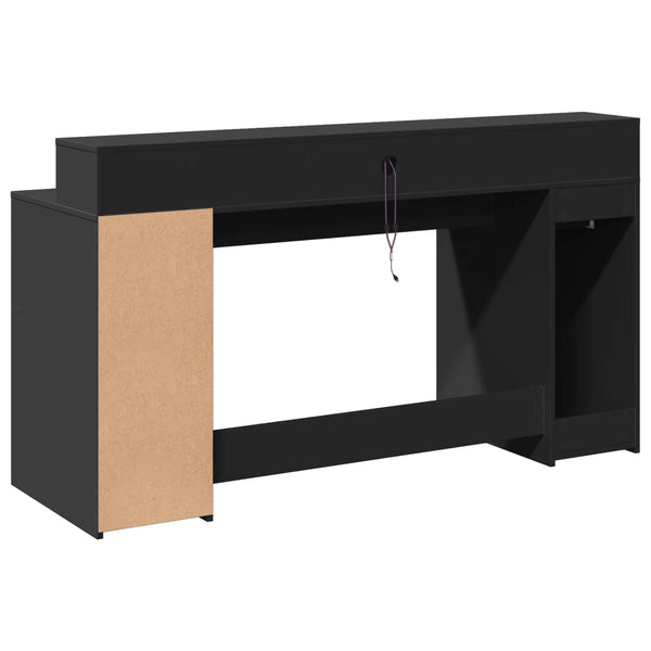 vidaXL LED Desk Black 160x55x91 cm Engineered Wood