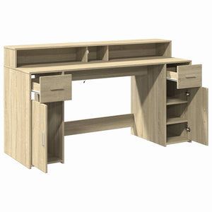 vidaXL LED Desk Sonoma Oak 160x55x91 cm Engineered Wood