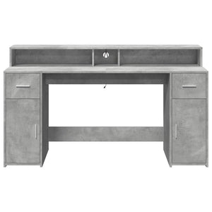 vidaXL LED Desk Concrete Grey 160x55x91 cm Engineered Wood