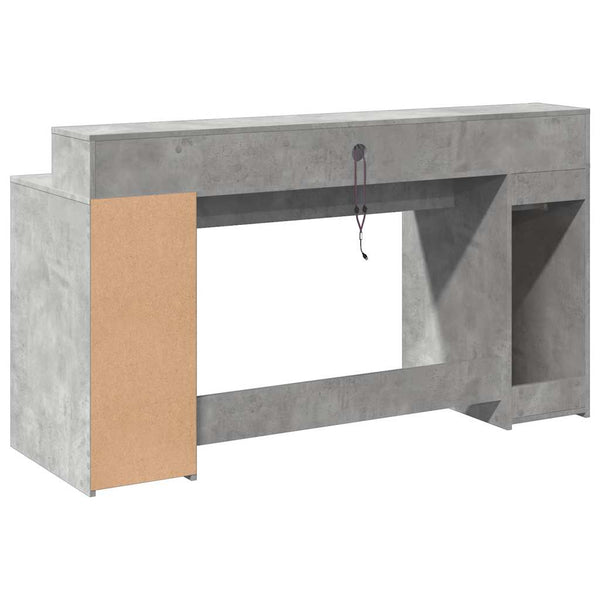 vidaXL LED Desk Concrete Grey 160x55x91 cm Engineered Wood