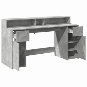 vidaXL LED Desk Concrete Grey 160x55x91 cm Engineered Wood