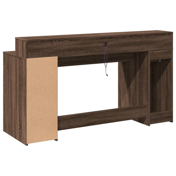 vidaXL LED Desk Brown Oak-Look 160x55x91 Engineered Wood
