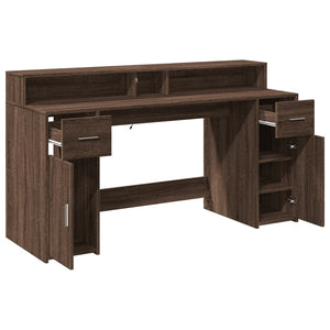 vidaXL LED Desk Brown Oak-Look 160x55x91 Engineered Wood