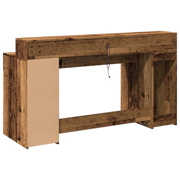 vidaXL LED Desk Reclaimed Wood Look 160x55x91 cm Engineered Wood