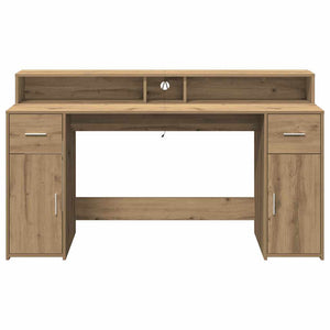 vidaXL LED Desk Artisan Oak 160x55x91 Engineered Wood