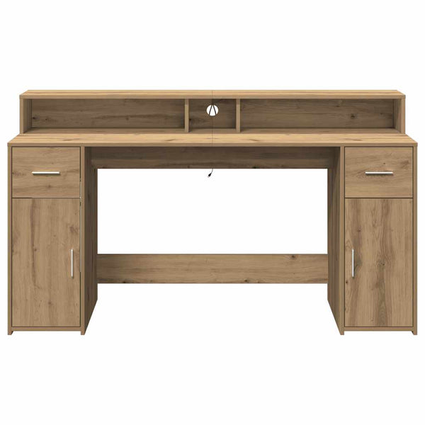 vidaXL LED Desk Artisan Oak 160x55x91 Engineered Wood