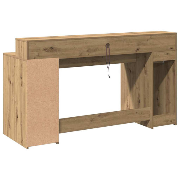 vidaXL LED Desk Artisan Oak 160x55x91 Engineered Wood
