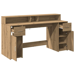vidaXL LED Desk Artisan Oak 160x55x91 Engineered Wood
