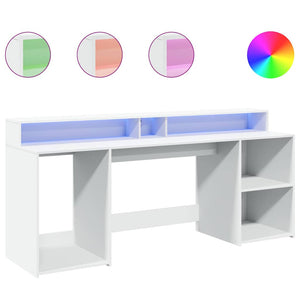 vidaXL LED Desk White 200x55x91 cm Engineered Wood