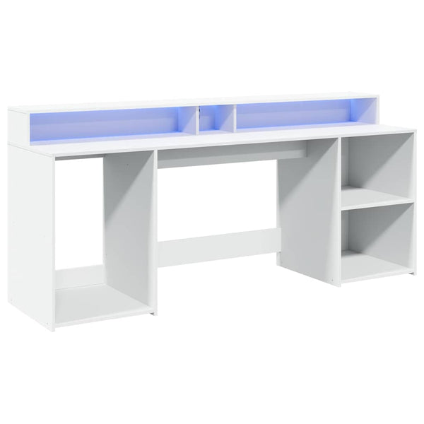 vidaXL LED Desk White 200x55x91 cm Engineered Wood