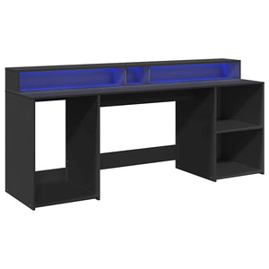 vidaXL LED Desk Black 200x55x91 cm Engineered Wood