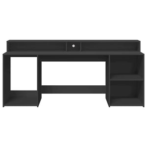 vidaXL LED Desk Black 200x55x91 cm Engineered Wood