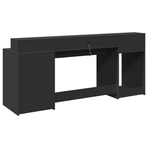 vidaXL LED Desk Black 200x55x91 cm Engineered Wood