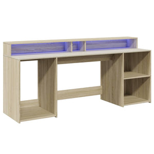 vidaXL LED Desk Sonoma Oak 200x55x91 cm Engineered Wood
