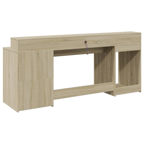 vidaXL LED Desk Sonoma Oak 200x55x91 cm Engineered Wood