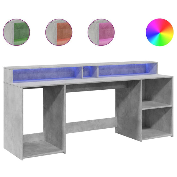 vidaXL LED Desk Concrete Grey 200x55x91 cm Engineered Wood
