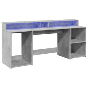 vidaXL LED Desk Concrete Grey 200x55x91 cm Engineered Wood